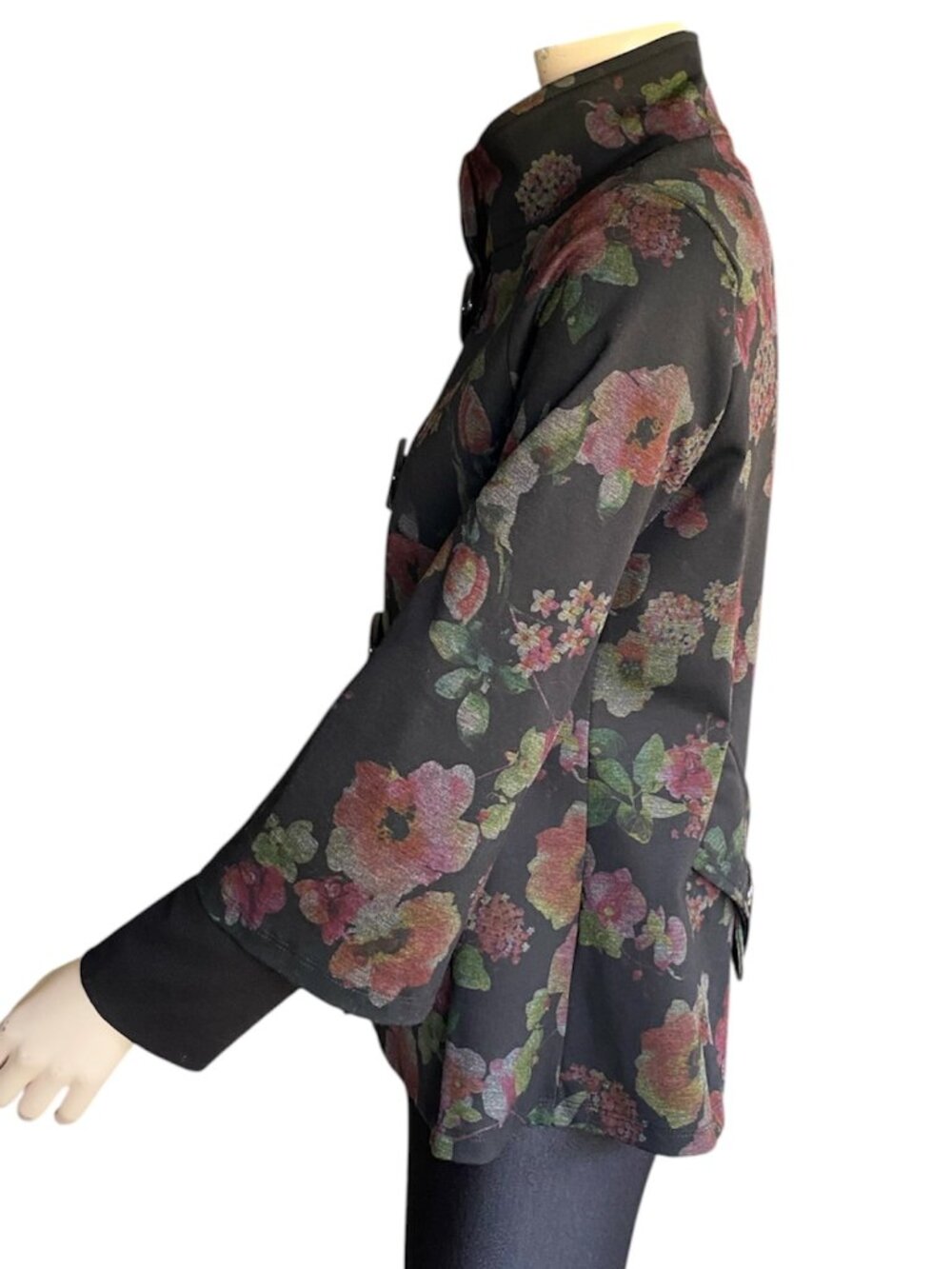 Zooni Made In Canada Statement Jacket Big Button Floral Art To Wear S/M Autumn - Picture 4 of 14